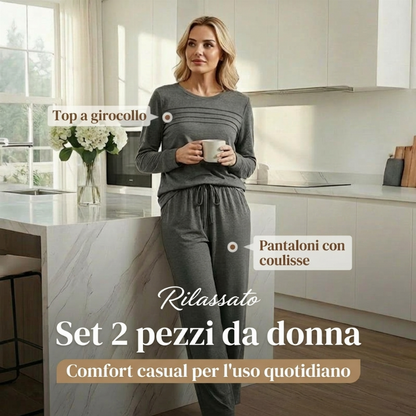 🥳💞 +45.000 unità vendute🔥 Sconto del 50%💥 Completo casual da donna con top e pantaloni con coulisse👕👖