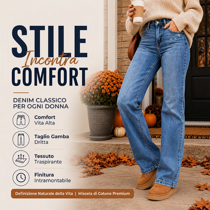 Jeans casual elastici a vita alta da donna