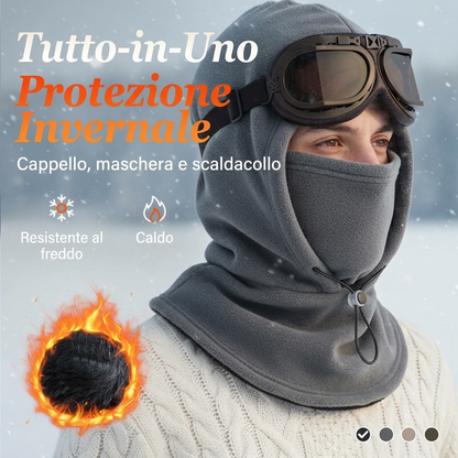 Passamontagna termico con maschera facciale e cordino