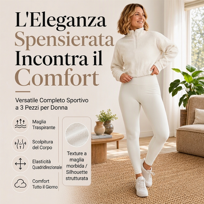⏰  Sconto del 50% di cambio stagione – qualità a metà prezzo! ✨Set sportivo da donna 3 pezzi, confortevole e caldo