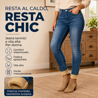 Jeans da donna casual elasticizzati a vita alta