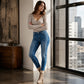 Jeans da donna casual elasticizzati a vita alta