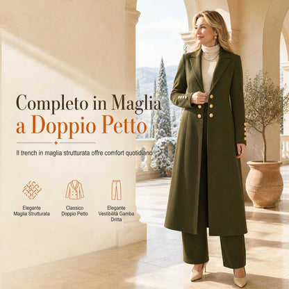 ⏰  Sconto del 50% di cambio stagione – qualità a metà prezzo! ✨Elegante set autunnale da 2 pezzi per donna con cappotto retrò a maniche lunghe e pantaloni essenziali
