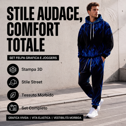 ⏰  Sconto del 50% di cambio stagione – qualità a metà prezzo! ✨Set uomo con felpa con cappuccio stampata e pantaloni della tuta