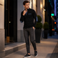 Maglia pullover casual da uomo con colletto alto e maniche lunghe, design con pannelli a contrasto