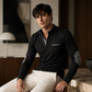 Maglia pullover casual da uomo con colletto alto e maniche lunghe, design con pannelli a contrasto