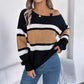 ✨Disponibilità limitata, non lasciartelo sfuggire!🎉Maglione a righe casual da donna con scollo a barchetta