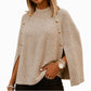 Poncho Maglione in Maglia con Bottoni per Donna