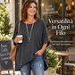 Top Donna Ampio con Maniche a Pipistrello e Taglio Asimmetrico