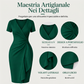 Abito da donna elegante a V con balze e drappeggio