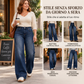 Jeans termici a gamba larga a vita alta da donna