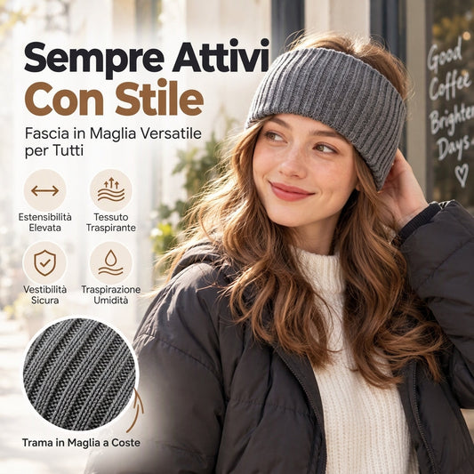 Fascia sportiva larga in maglia a coste