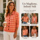 Maglione a quadri da donna con abbottonatura frontale