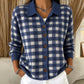 Maglione a quadri da donna con abbottonatura frontale
