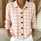 Maglione a quadri da donna con abbottonatura frontale