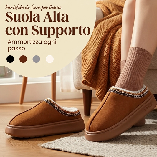 Ciabatte da casa donna con suola spessa e rivestimento in peluche