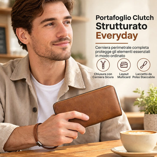 ✨Disponibilità limitata, non lasciartelo sfuggire!🎉Portafoglio da uomo con chiusura lampo, grande capacità, multifunzionale, titola carte, Pochette