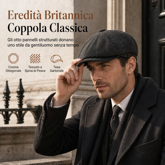 Berretto Vintage Stile Britannico Newsboy per Uomo e Donna, Cappello Berretto Ottagonale Classico Casual