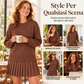 Set maglia con orlo smerlato e gonna a pieghe per donna