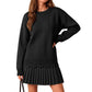 Set maglia con orlo smerlato e gonna a pieghe per donna