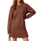 Set maglia con orlo smerlato e gonna a pieghe per donna