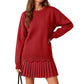 Set maglia con orlo smerlato e gonna a pieghe per donna