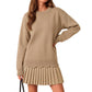 Set maglia con orlo smerlato e gonna a pieghe per donna