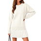 Set maglia con orlo smerlato e gonna a pieghe per donna