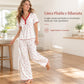 🔥SCONTO DEL 50%! 👚Set pigigama stampato da donna: top a maniche corte e pantaloni lunghi, comoda e elastica per il tempo libero