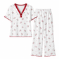 🔥SCONTO DEL 50%! 👚Set pigigama stampato da donna: top a maniche corte e pantaloni lunghi, comoda e elastica per il tempo libero