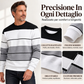 Felpa casual a righe da uomo con girocollo