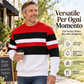 Felpa casual a righe da uomo con girocollo
