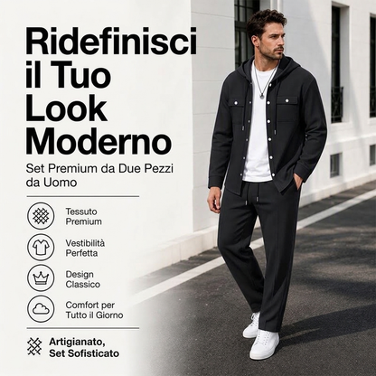 🧥Set Uomo Casual con Giacca e Pantaloni con Cappuccio in Maglia Waffle – Comfort Informale e Stile Impeccabile