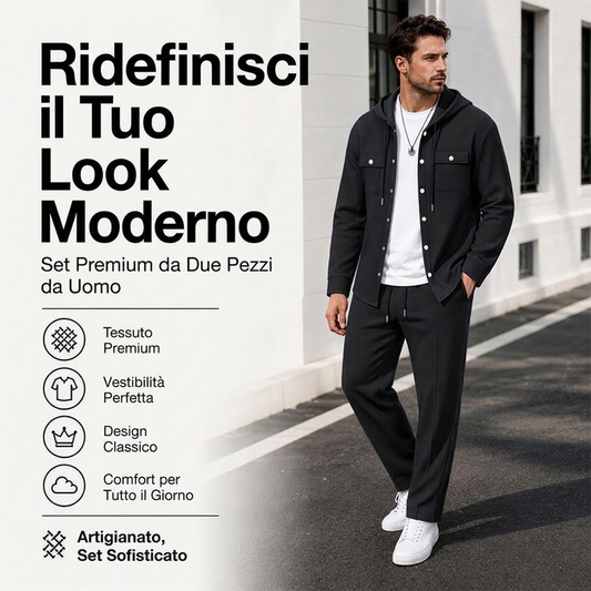 🧥Set Uomo Casual con Giacca e Pantaloni con Cappuccio in Maglia Waffle – Comfort Informale e Stile Impeccabile