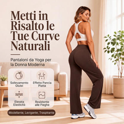 🧘 Pantaloni yoga a vita alta e gamba larga da donna | Non stringe né aderisce alle gambe – Vita alta, gamba larga e comodi per lo yoga e l’uso quotidiano ✨