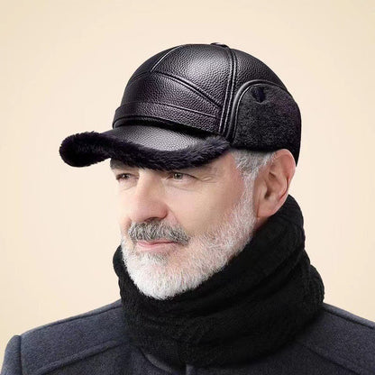 🧢🐂Nuovo cappello invernale da uomo con paraorecchie piatto in pelle di pecora