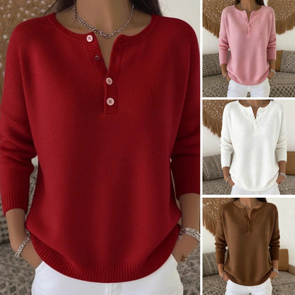 ⏰ Il conto alla rovescia è iniziato – 50% di sconto solo per altri 3 giorni! Maglione da donna a maniche lunghe con scollo a V e bottoni