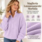 ⏰ Il conto alla rovescia è iniziato – 50% di sconto solo per altri 3 giorni! Maglione donna a maniche lunghe, con mezza zip e collo a lupo