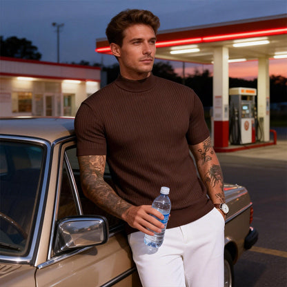 T-shirt da uomo casual slim fit a colletto a lupetto
