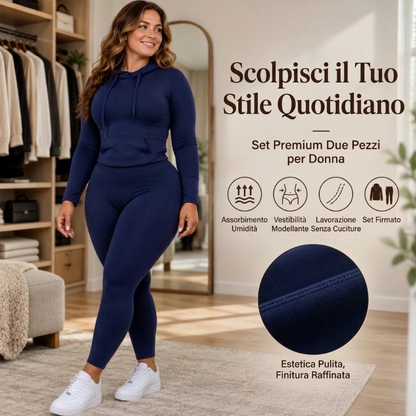 ✈Jetzt Versandkostenfrei!✈Set casual da donna con felpa con cappuccio e leggings