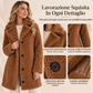 Cappotto da donna caldo in pelliccia con colletto a revers e bottoni