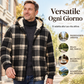 Giacca a quadri invernale da uomo con cappuccio e calda