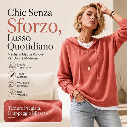 ⏰ Il conto alla rovescia è iniziato – 50% di sconto solo per altri 3 giorni! Donna Maglione Casual con Cappuccio e Coulisse