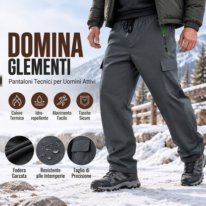 Pantaloni cargo da uomo impermeabili con fodera in pelliccia