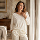 Maglia casual da donna con scollo a V e maniche lunghe