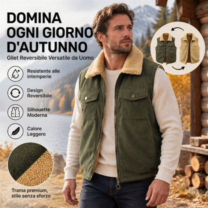 Gilet caldo unisex reversibile in velluto a coste