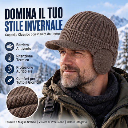 Cappello Invernale da Uomo Maglia con Tesa e Paraorecchie
