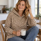 Donna Felpa Casual con Stampa Leopardata