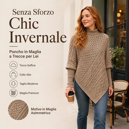 ✨ Appena arrivati – Solo oggi il 50% di sconto! Poncho maglione da donna a trecce