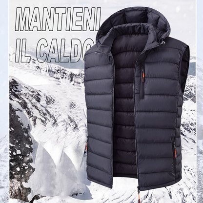Gilet imbottito invernale da uomo con cappuccio staccabile